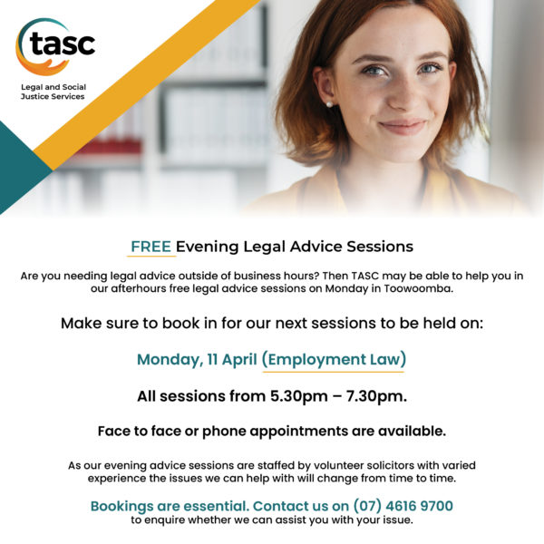 Free Evening Legal Advice Sessions (Employment Law) Monday, 11 April 2022